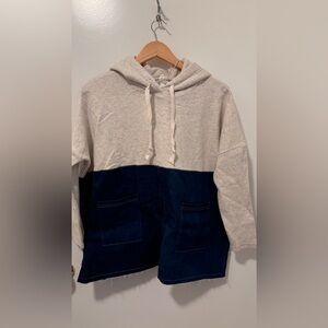 New blue denim beige sweater hoodie